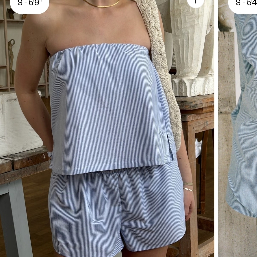 Djerf Avenue Breezy Short Shorts Blue Stripe